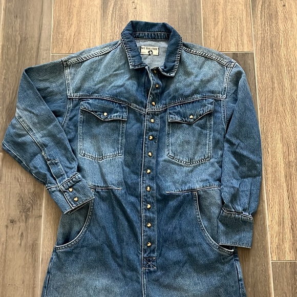 NEW! We The Free xCare Townes High Noon Denim Long Sleeve Pants Jumpsuit  Small - Picture 7 of 10